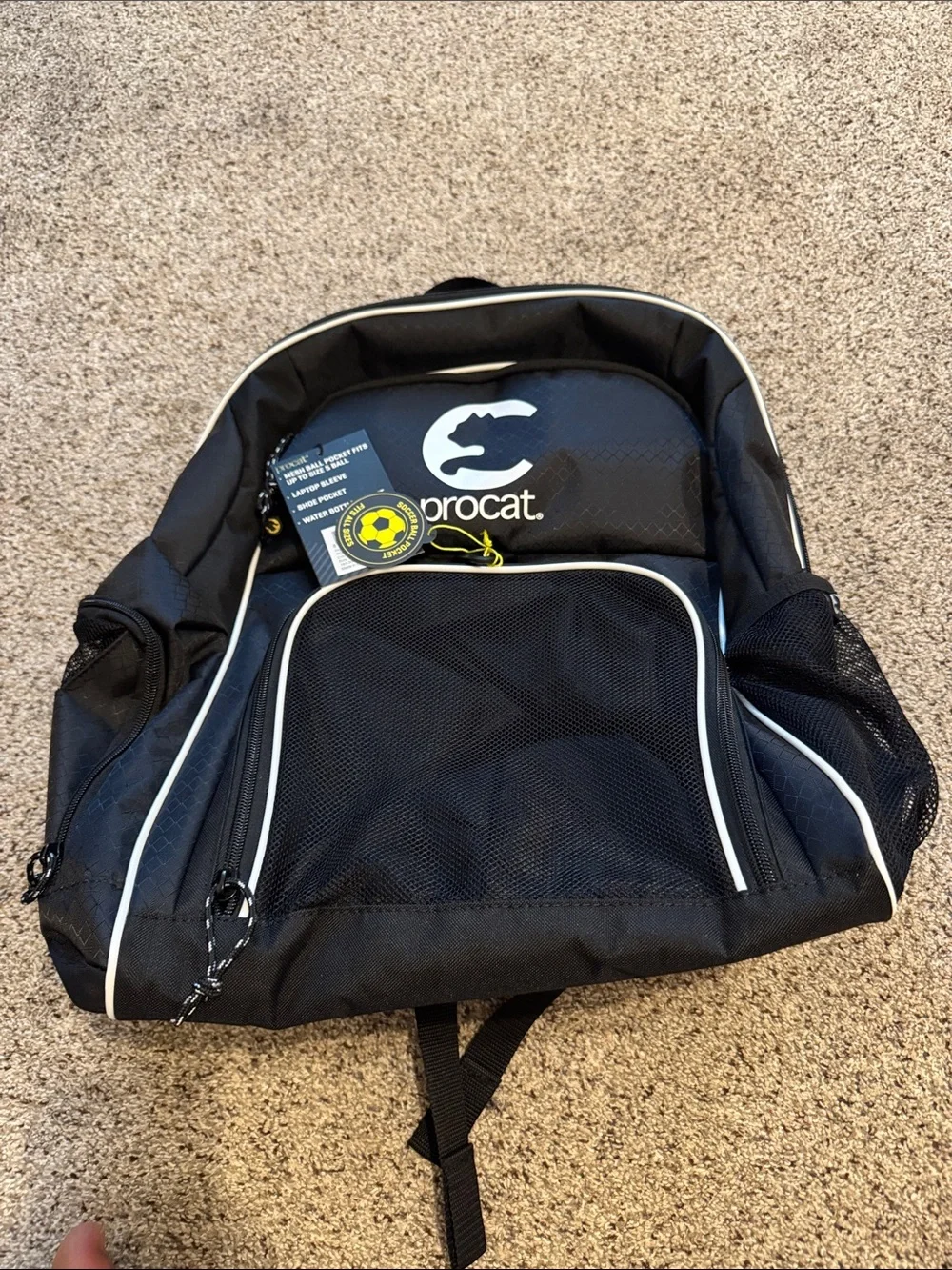 Puma Procat Black Laptop/School Backpack with White Trim and Mesh (NWT)